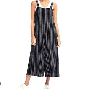 Uniqlo Navy Stripe linen wide leg jumpsuit M